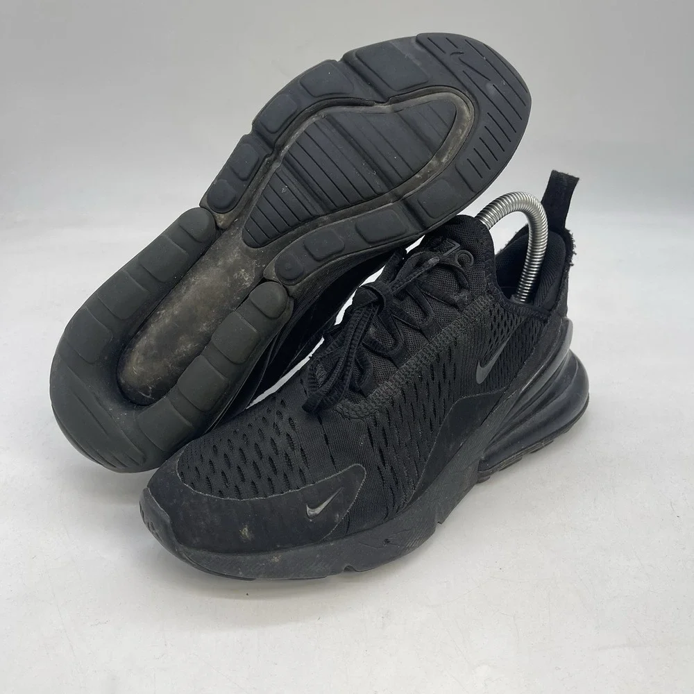 Nike Air Max 270 Triple Black Shoes Womens 7.5 Trainers Lace Up Running Casual